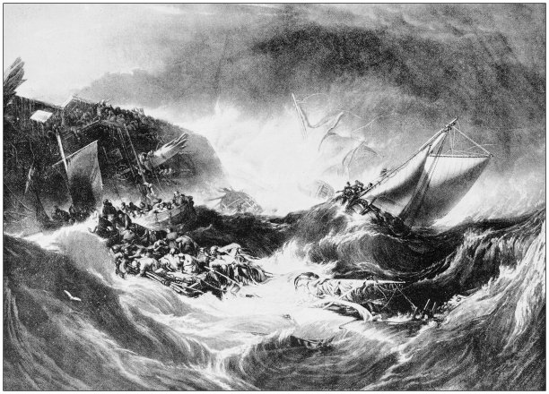 绘画的古董照片:透纳的牛头怪残骸图片下载