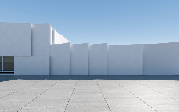 空旷的广场前的现代建筑图片下载