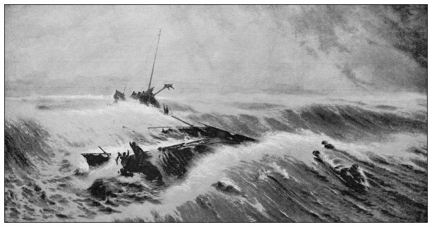 古董插图:“海上救援”，F Tattegrain图片下载