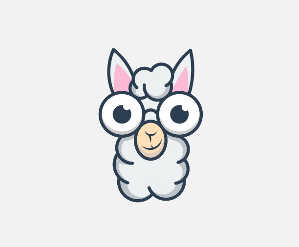 可爱的羊驼图标矢量设计模板图片下载