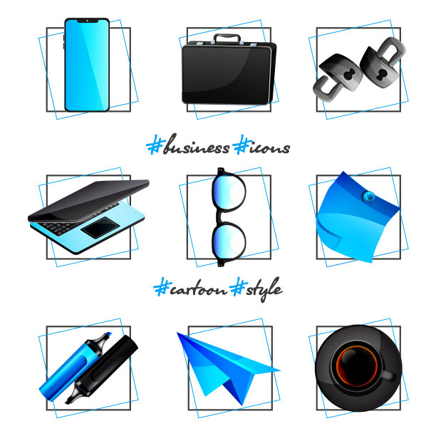 经营理念和经营战略。商业图标在孤立的白色背景卡通风格。图片下载