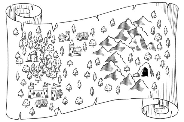 用铅笔画的羊皮纸插图，用中世纪地图上色图片下载