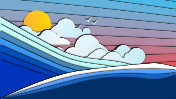 现代多层“纸”海景。图片下载