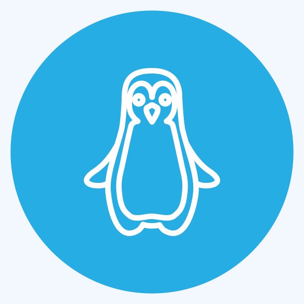 图标企鹅。适合动物标志。蓝眼睛的风格。简单的设计可编辑。设计模板向量。简单的符号说明图片下载