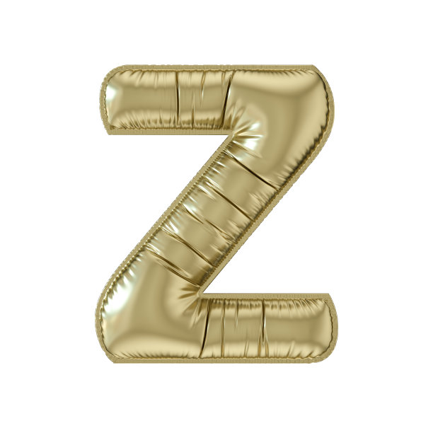字母Z气球金色箔在白色背景大写图片下载