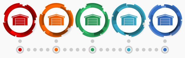 车库，建筑概念矢量图标集，现代设计抽象web按钮在5种颜色的选择，网页设计和移动应用程序的信息图表模板图片下载