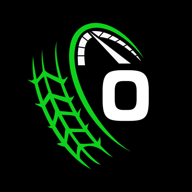 汽车汽车标志上的字母O速度概念。赛车模板的汽车服务，汽车修理与速度计O字母标志设计图片下载