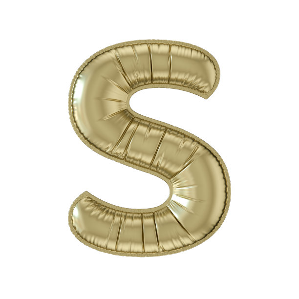 字母S气球金色箔在白色背景大写图片下载