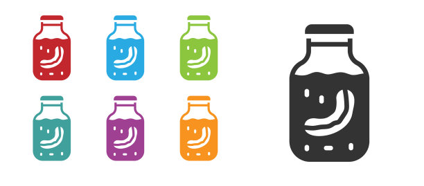 黑色海参在瓶中图标孤立在白色上图片下载