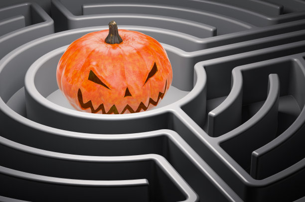 万圣节南瓜迷宫，3D渲染图片下载