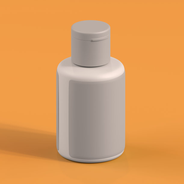 单色瓶在橙色背景，3d渲染图片下载