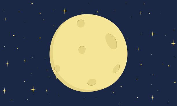 满月矢量设计。简单可爱的满月在平面设计风格。满月剪贴画卡通风格插图在黑暗的夜晚星空背景。中秋节或中秋节的概念图片下载