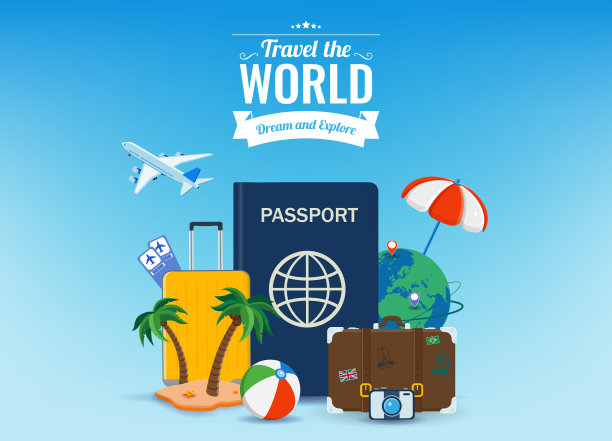 旅游和旅游理念。广告模板。向量图片下载