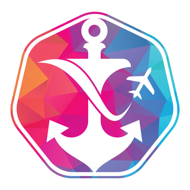 锚和飞机标志组合。图片下载