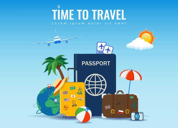 旅游和旅游理念。广告模板。向量图片下载