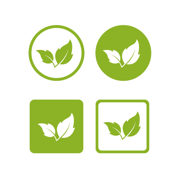 带有绿叶的有机图标。生物、有机图片下载