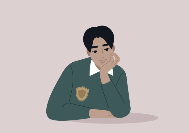 一个年轻的亚洲学生用手捂着脸，一个专心的听众图片下载