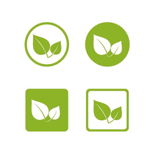 带有绿叶的有机图标。生物、有机图片下载