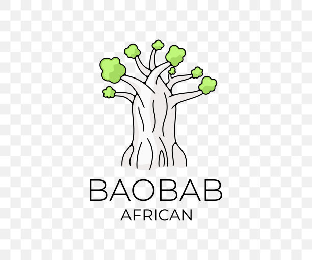 非洲猴面包树，国家公园和大草原，自然，树木和植物，彩色平面设计。森林，稀树草原，植物群，景观和环境，矢量设计和插图图片下载