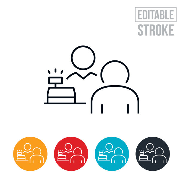 高价在登记薄线图标-可编辑的笔画图片下载