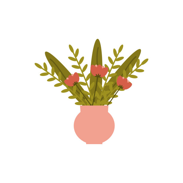 可爱的斯堪的纳维亚植物，花在平面风格孤立的白色背景。图片下载