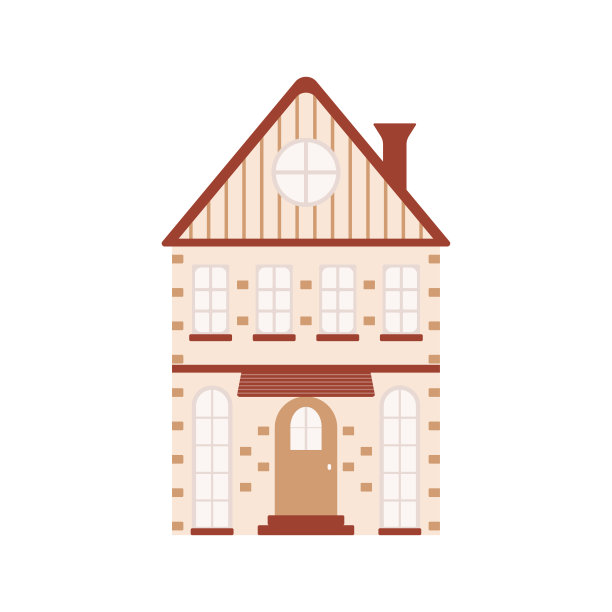 可爱的斯堪的纳维亚房子在白色的背景上孤立的扁平风格。图片下载