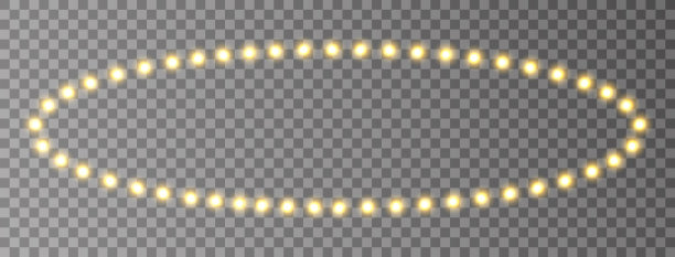 淡金色框架。闪闪发光的豪华装饰。金球边。灯旗帜。复古霓虹灯广告牌。电影院、赌场的设计元素。化妆镜背景。矢量图图片下载