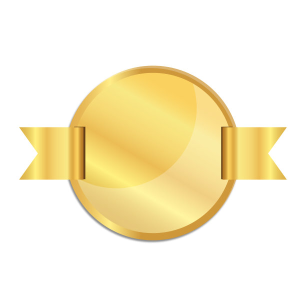 金质奖章和金丝带图片下载