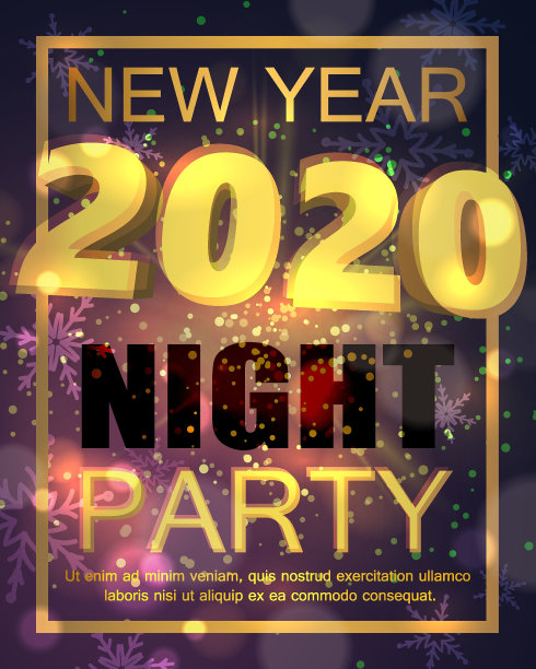 金色圣诞派对海报与金色雪花和灰尘。采购产品新年快乐2020年传单，节日贺卡，邀请，菜单设计模板。矢量插图。图片下载