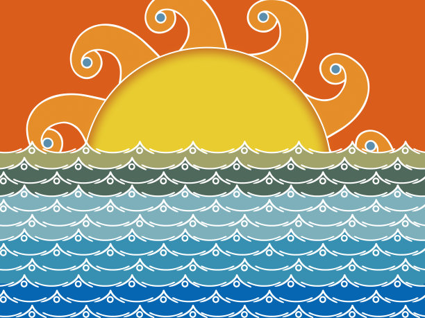太阳和海浪图片下载