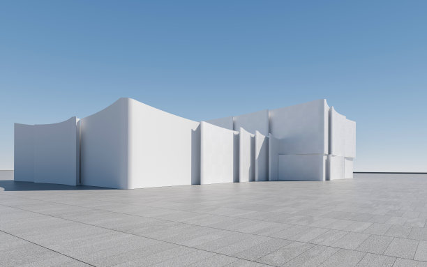 空旷的广场前的现代建筑图片下载