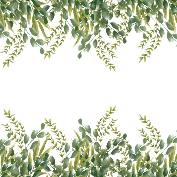 水彩绿色模板的婚礼邀请和贺卡。花的背景。手绘插图图片下载