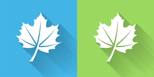 植物叶子图标与长影子图片下载