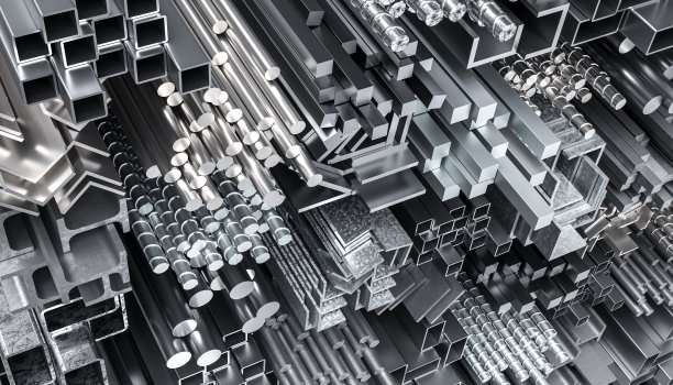 不同形状的金属棒及型材，制造行业。图片下载
