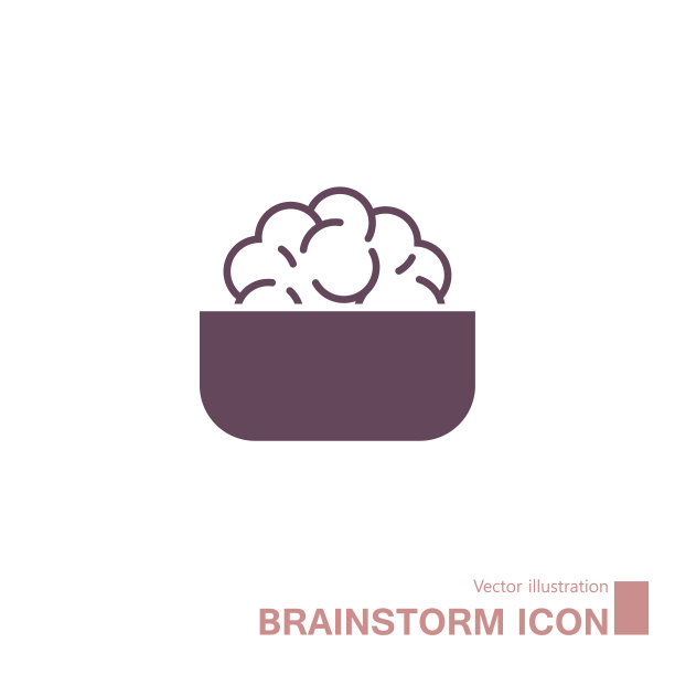 矢量绘制的脑图标和碗。图片下载