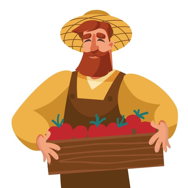 农民拿着收获箱。农场温室里的植物。玻璃橘园，温室。矢量插图传单，封面设计。绿色植物，蔬菜，幼苗图片下载