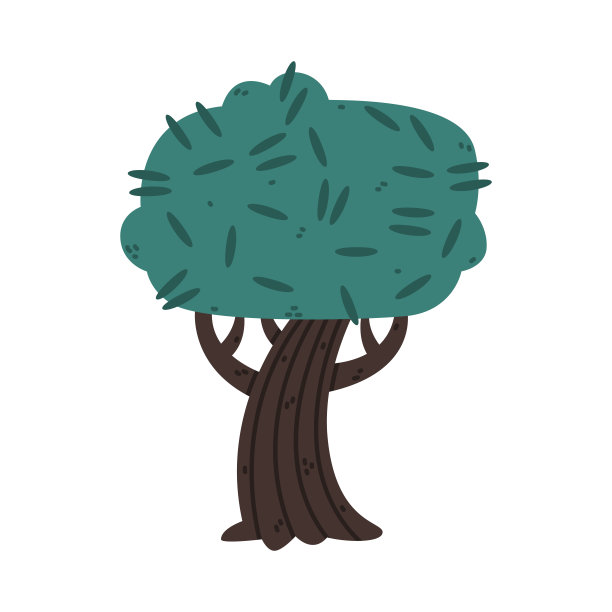 树与树干和郁郁葱葱的绿色皇冠生长在公园或林地矢量插图图片下载