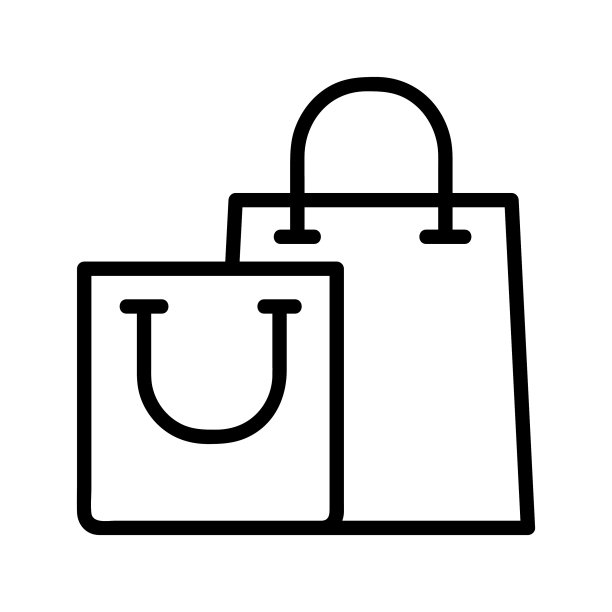 购物袋矢量图标，轮廓风格，隔离在白色背景上。图片下载