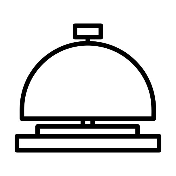 酒店钟矢量图标，轮廓风格，隔离在白色背景上。图片下载