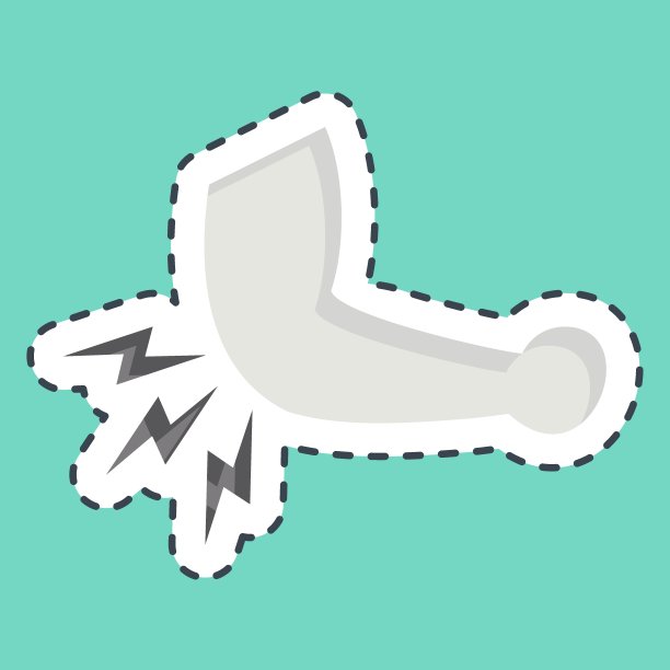 贴纸线切断弯头。与骨科符号有关。简单的设计可编辑。简单的说明图片下载