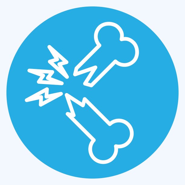 图标断骨。与骨科符号有关。蓝眼睛的风格。简单的设计可编辑。简单的说明图片下载