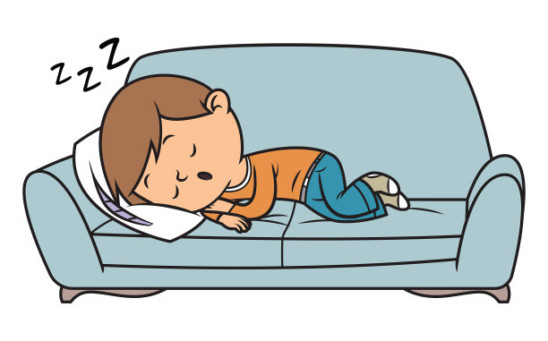 小男孩在沙发上打盹图片下载