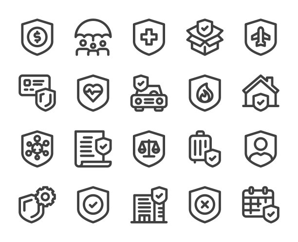 保险-粗体线图标图片下载