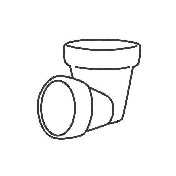 可爱的园艺图标在细线风格赤陶罐图片下载