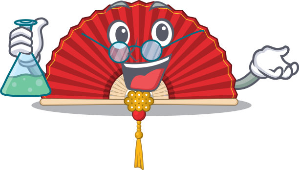 聪明教授中国折扇卡通图片下载