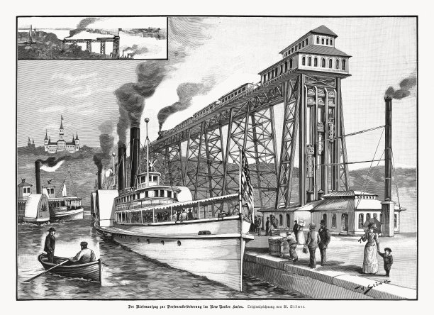 《纽约港客运电梯》，木刻，1897年出版图片下载