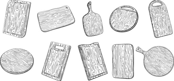 一套不同的手绘切割木板图片下载