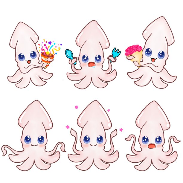 一套超级可爱的小乌贼卡通图片下载