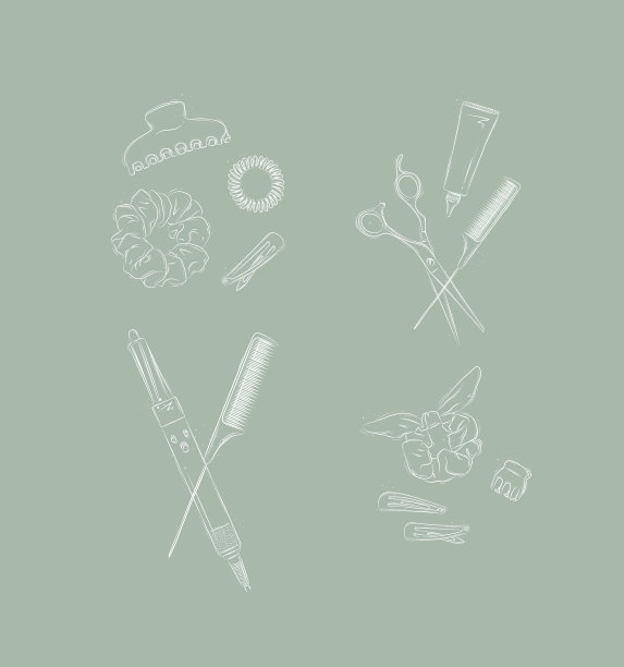 创造发型的工具和配件图片下载