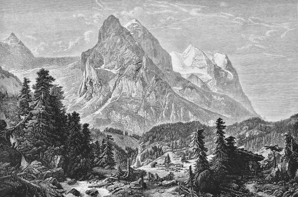 Bernese Oberland Wellhorn和Wetterhorn图片下载